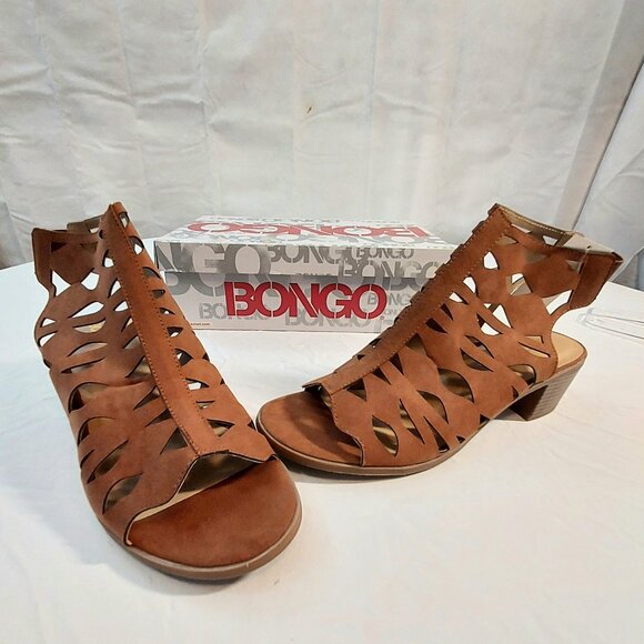 Womens Bongo Brown Block Heels Sandals Cutout Ankle Bootie Open Toe Shoe size 11 - Picture 12 of 12
